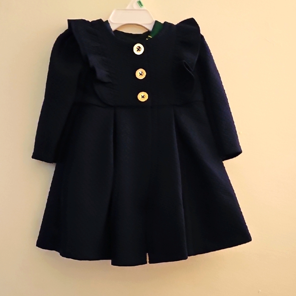 18 Months Bonnie Baby Navy Dress with Gold Accents AND Dress Under Jacket BOTH